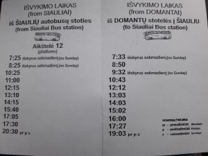 Bus Schedule going form Siauliai to Hill of crosses